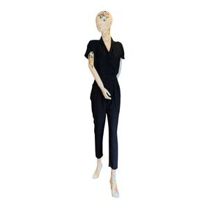 Reiss Black Wrap-Style Jumpsuit